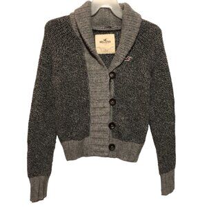 Women's Hollister Cardigan Sweater Button Front Wool Blend Gray Large